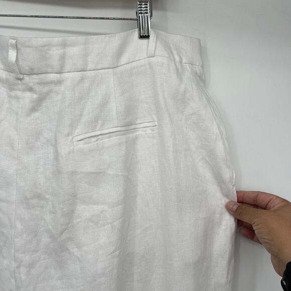 NWT Reformation Mason Linen Pants Pleated Wide Leg Linen Pants Women's 16 White - Picture 10 of 13